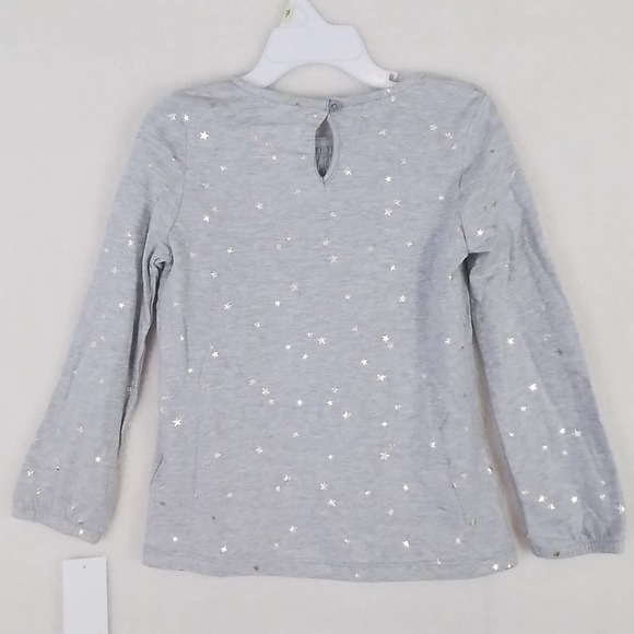 OshKosh Long Sleeve Cotton Top Tee Size 4 Gray w/ Gold Stars - Picture 2 of 12